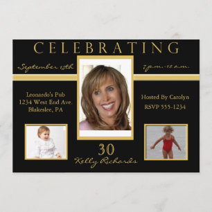 30ème Invitations de photo de fête d'anniversaire