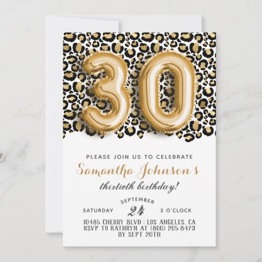 30ème Leopard Fabuleux Glam Invitation d'anniversa (Devant)