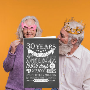 30ste huwelijksverjaardag, schoolbord, 30 jaar kaart