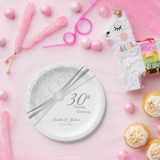 30ste Pearl Wedding Jubileum Design Papieren Bordje (Feest)