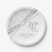 30ste Pearl Wedding Jubileum Design Papieren Bordje (Voorkant)