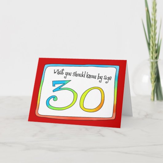 30ste verjaardag woorden van wijsheid kaart (Voorkant)