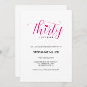 30ste verjaardagsfeestje dertig roze dertiglegaal kaart (Voorkant / Achterkant)