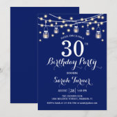 30ste verjaardagsfeestje - Navy Blue Kaart (Voorkant / Achterkant)