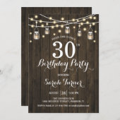 30ste verjaardagsfeestje - rustiek hout kaart (Voorkant / Achterkant)