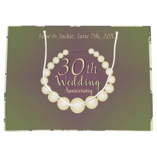 30th/12th Pearl Jubileum Gift Bag Groot Cadeauzakje (Voorkant)