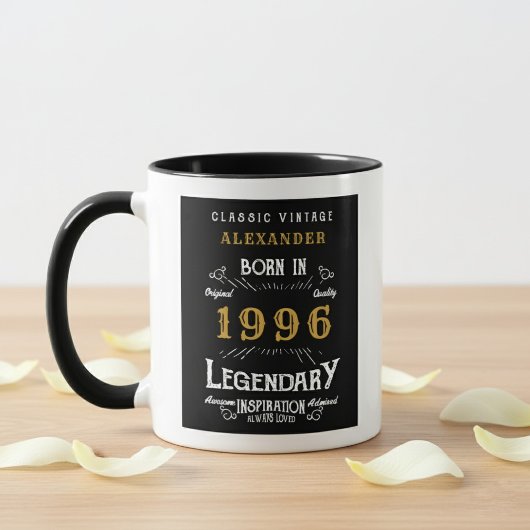 30th Birthday 1996 Legend Retro Black Personalized Mok