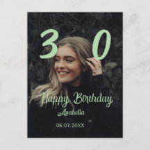 30th birthday add name date year green pastel bold