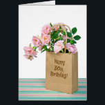 30th Birthday Bag<br><div class="desc">Pink rose bouquet in generic paper bag for 30th Birthday.</div>