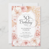 30th Birthday Blush Floral Kaart (Voorkant)