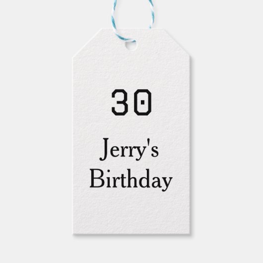 30th birthday bold letter name date simple minimal cadeaulabel (Voorkant)