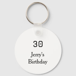 30th birthday bold letter name date simple minimal sleutelhanger