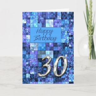 30th Birthday card with abstract squares. Kaart