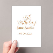 30th birthday copper brown simple stylish name dat acryl uitnodigingen (Insitu (Draagbaar))