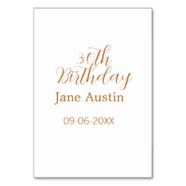 30th birthday copper brown simple stylish name dat kaart