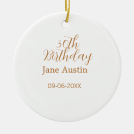 30th birthday copper brown simple stylish name dat keramisch ornament