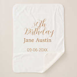 30th birthday copper brown simple stylish name dat sherpa deken