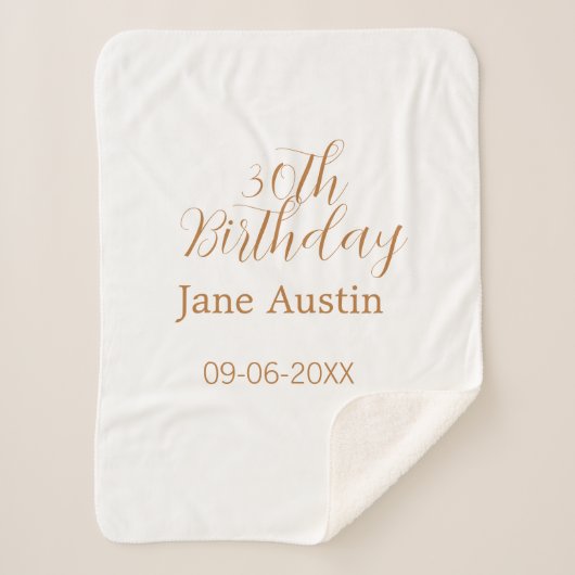 30th birthday copper brown simple stylish name dat sherpa deken (Voorkant)