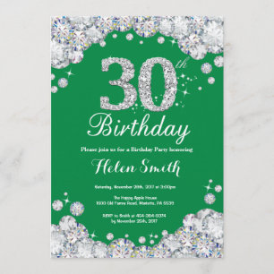 30th Birthday Green en Silver Diamond Kaart
