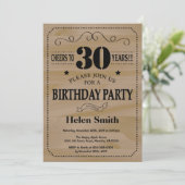 30th Birthday Invitation Rustic Wood Kaart (Staand voorkant)