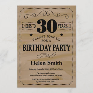 30th Birthday Invitation Rustic Wood Kaart