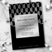 30th Birthday Modern Black Faux Silver Foil Kaart