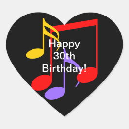 30th Birthday Music Notes Hart Sticker
