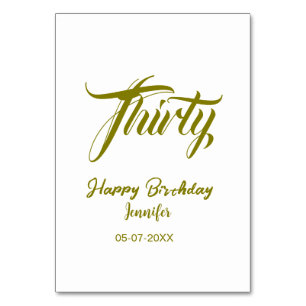 30th Birthday Naam toevoegen Datum Jaar Goud sjabl Kaart