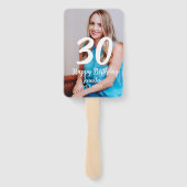 30th Birthday Naam toevoegen Datum Jaar Wit Foto Handwaaier (Achterkant)