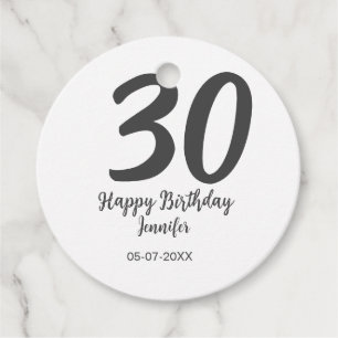 30th Birthday Naam toevoegen Datum Jaar Zwarte sja Bedankjes Labels