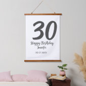 30th Birthday Naam toevoegen Datum Jaar Zwarte sja Hangend Wandkleed (Slaapkamer)