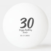 30th Birthday Naam toevoegen Datum Jaar Zwarte sja Pingpongballen (Achterkant)