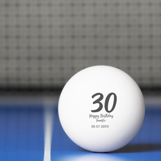 30th Birthday Naam toevoegen Datum Jaar Zwarte sja Pingpongballen (Net)