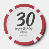 30th Birthday Naam toevoegen Datum Jaar Zwarte sja Poker Chips (Achterkant)