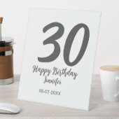 30th Birthday Naam toevoegen Datum Jaar Zwarte sja Reclamebord Met Voetstuk (Insitu)