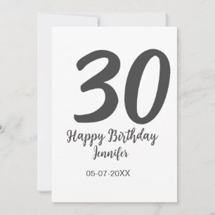 30th Birthday Naam toevoegen Datum Jaar Zwarte sja Save The Date
