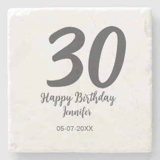 30th Birthday Naam toevoegen Datum Jaar Zwarte sja Stenen Onderzetter