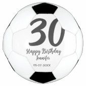30th Birthday Naam toevoegen Datum Jaar Zwarte sja Voetbal (Voorkant)