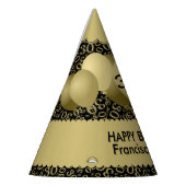 30th Birthday Number Pattern Gold/Black Scallops Feesthoedjes (Links)