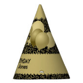 30th Birthday Number Pattern Gold/Black Scallops Feesthoedjes (Rechts)