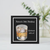 30th Birthday Party Black Silver Drinken Kaart (Staand voorkant)