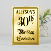 30th Birthday Party — Elegant Script + aangepaste Folie Uitnodiging (Staand Voorkant)