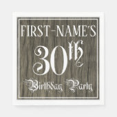 30th Birthday Party — Fancy script, Faux Wood Kijk Servet (Voorkant)
