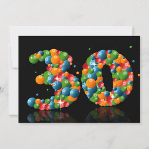 30th Birthday party, met bubbels en ballen Kaart