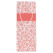 30th Birthday Random Number Pattern Coral/White Wijn Cadeautas (Achterkant)
