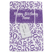 30th Birthday Random Number Pattern Purple/White Medium Cadeauzakje (Voorkant)