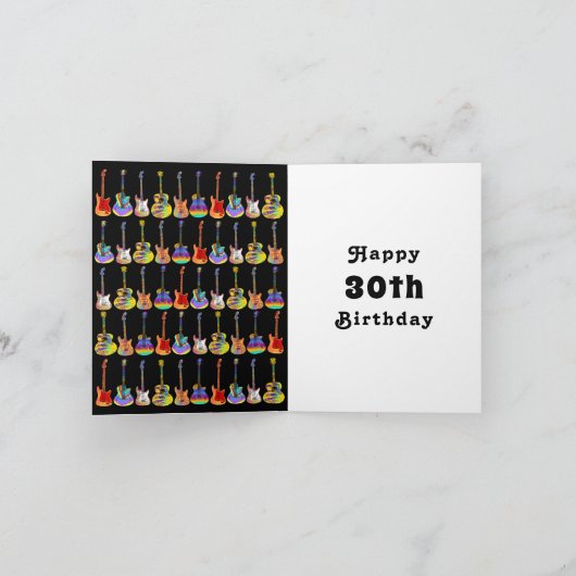 30th birthday Rock and Roll Guitar Personalized Kaart (Binnen)