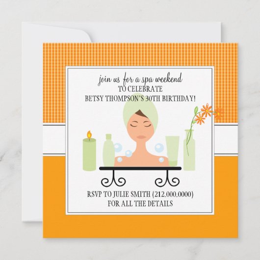 30th Birthday Spa Weekend Getaway Invitation Kaart (Voorkant)