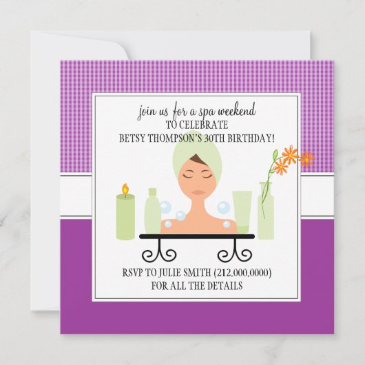 30th Birthday Spa Weekend Getaway Invitation Kaart (Voorkant)