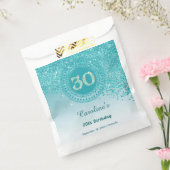 30th Birthday | Sparkling Teal Blue Gold Glitter Bedankzakje (Gezegeld)